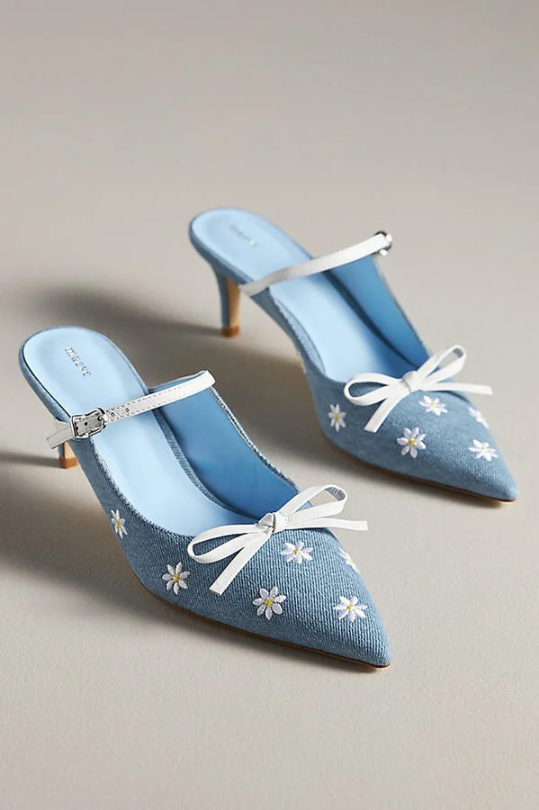 Bow Kitten-Heel Mules - Image 2