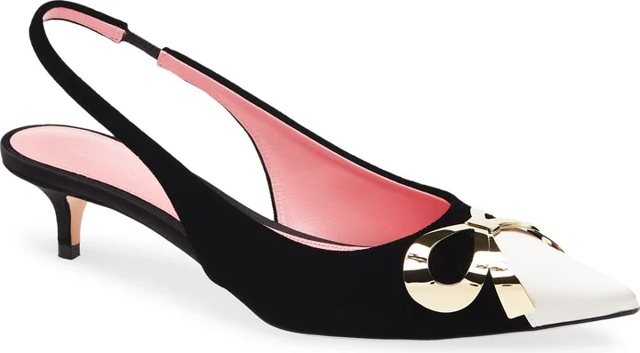 Bow Kitten Heel Slingback Pump