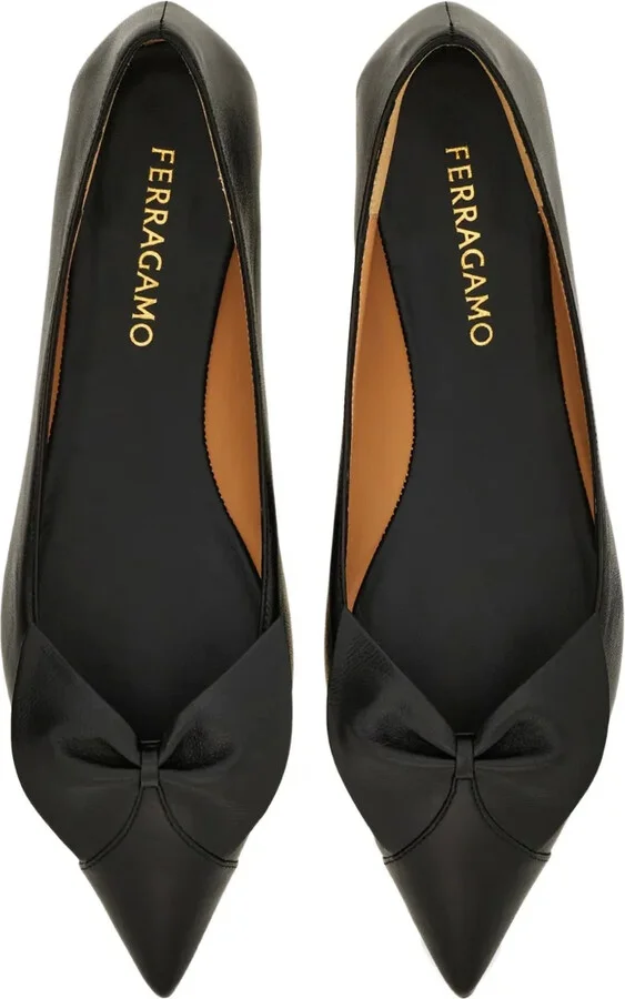 Bow leather ballerina shoes - Image 4
