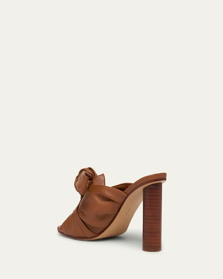 Bow Leather Block-Heel Mule Sandals - Image 7