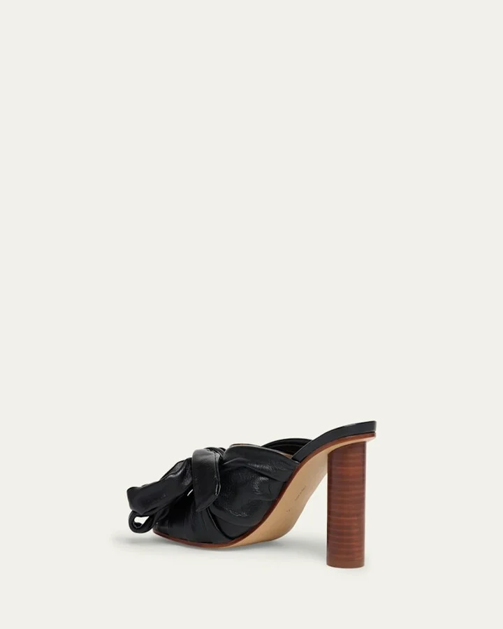 Bow Leather Block-Heel Mule Sandals - Image 9