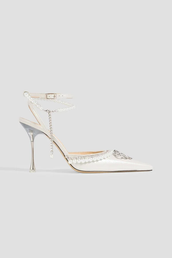 Bow of Elizabeth embellished iridescent leather pumps