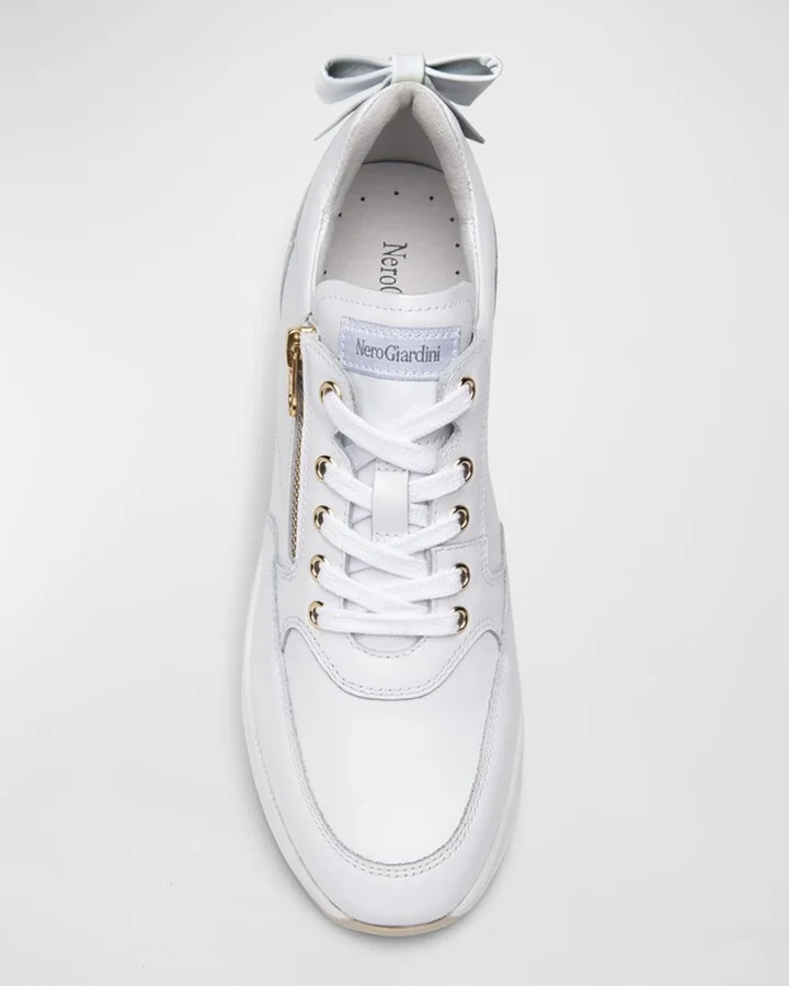 Bow Platform Leather Sneakers - Image 4