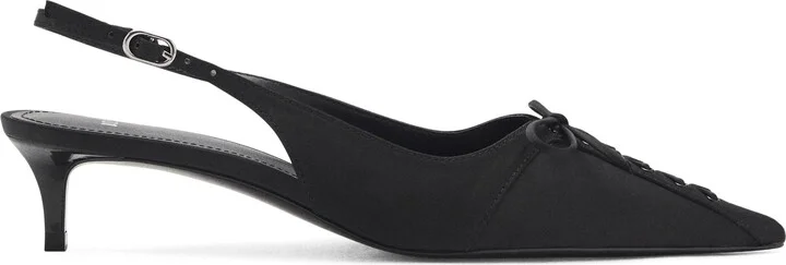 Bow Pointed Toe Kitten Heel Slingback Pump - Image 2