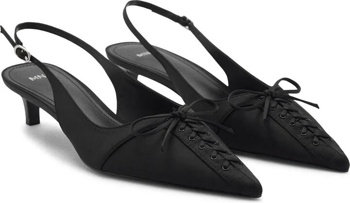 Bow Pointed Toe Kitten Heel Slingback Pump