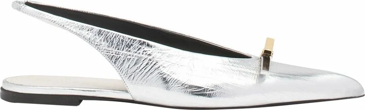 Bow Slingback In Metallic Leather