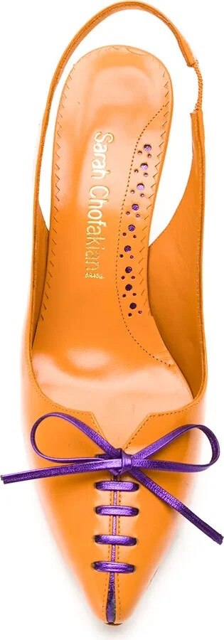 Bow Slingback Leather Pumps - Image 4