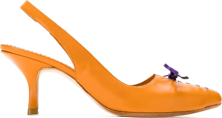 Bow Slingback Leather Pumps