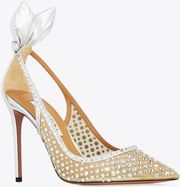 Bow Tie 105 Crystal-Embellished Tulle Pumps - Image 2