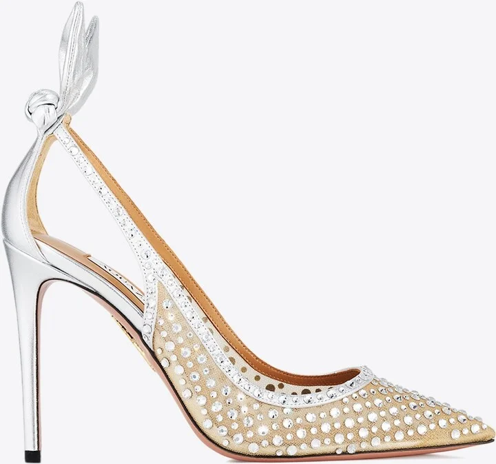 Bow Tie 105 Crystal-Embellished Tulle Pumps