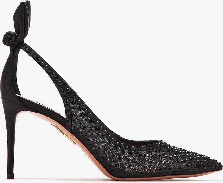 Bow Tie 105 Crystal Tulle Pointed-Toe Flats