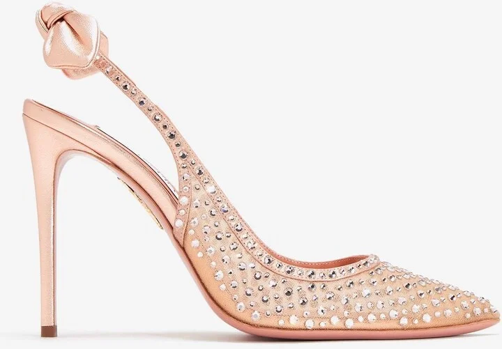 Bow Tie 105 Crystal Tulle Pointed-Toe Flats