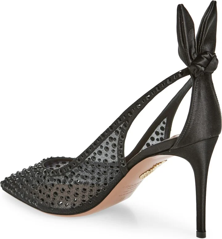 Bow Tie Crystal Embellished Pointed Toe Pump - Image 2