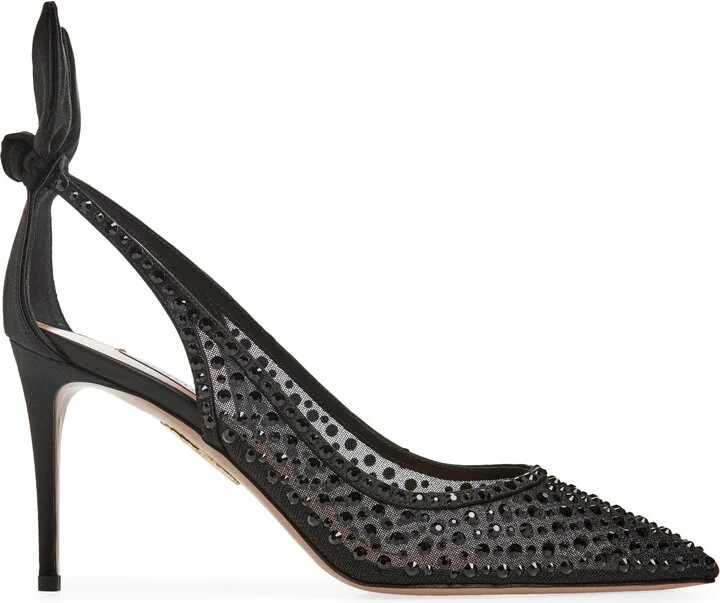 Bow Tie Crystal Embellished Pointed Toe Pump - Image 3
