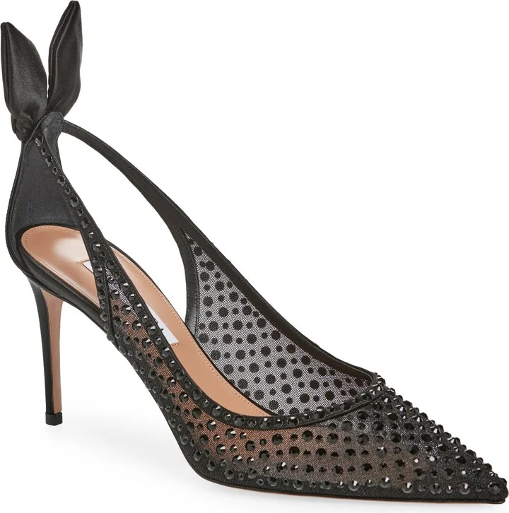 Bow Tie Crystal Embellished Pointed Toe Pump