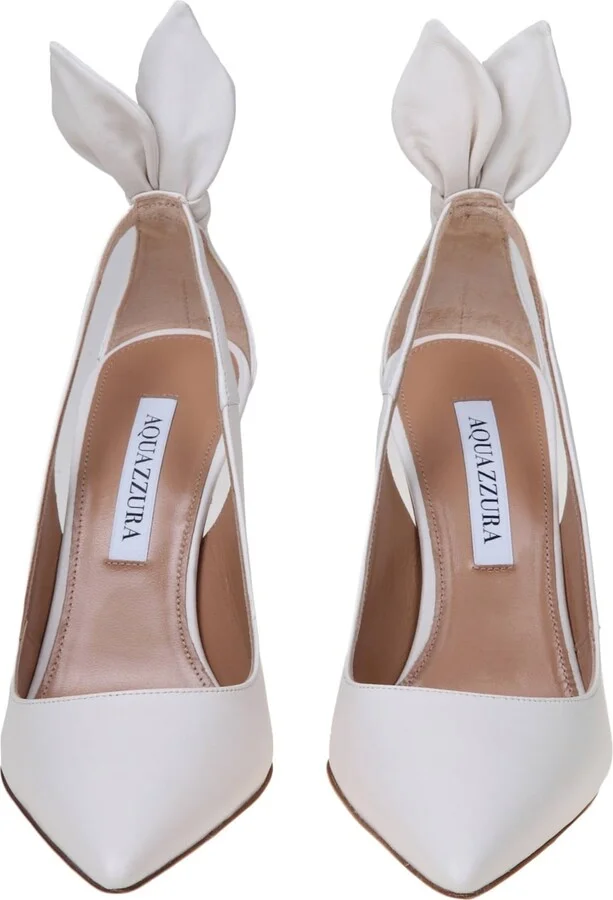 Bow Tie Pump 85 In White Leather - Image 3