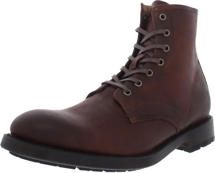 Bowery Mens Leather Lace Up Ankle Boots