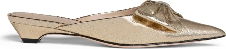 Bowie Gold Flat Leather Day Evening Wedding Comfortable Mule - Image 4