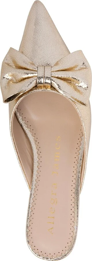 Bowie Gold Flat Leather Day Evening Wedding Comfortable Mule - Image 5