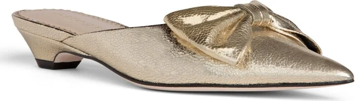Bowie Gold Flat Leather Day Evening Wedding Comfortable Mule