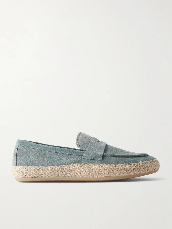Bowline 002 Jute-Trimmed Suede Penny Loafers