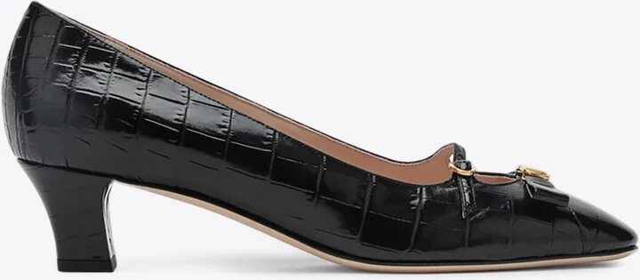 Bowow 45 Croc-Embossed Leather Pumps