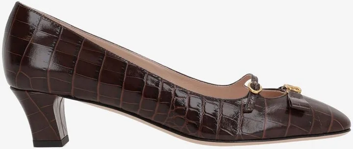 Bowow 45 Croc-Embossed Leather Pumps