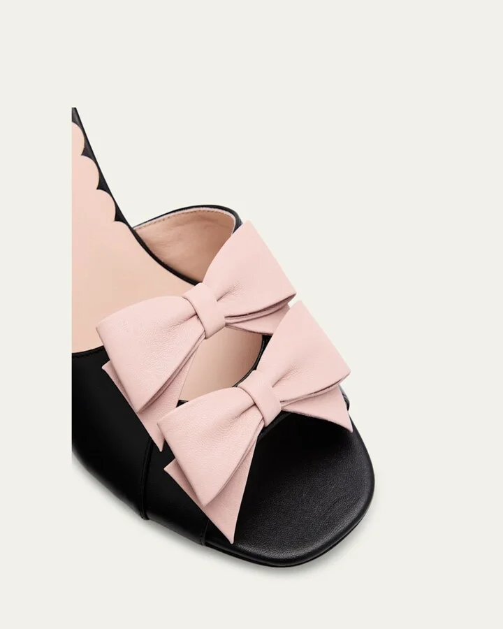 Bowow Leather Stiletto Mule Sandals - Image 5