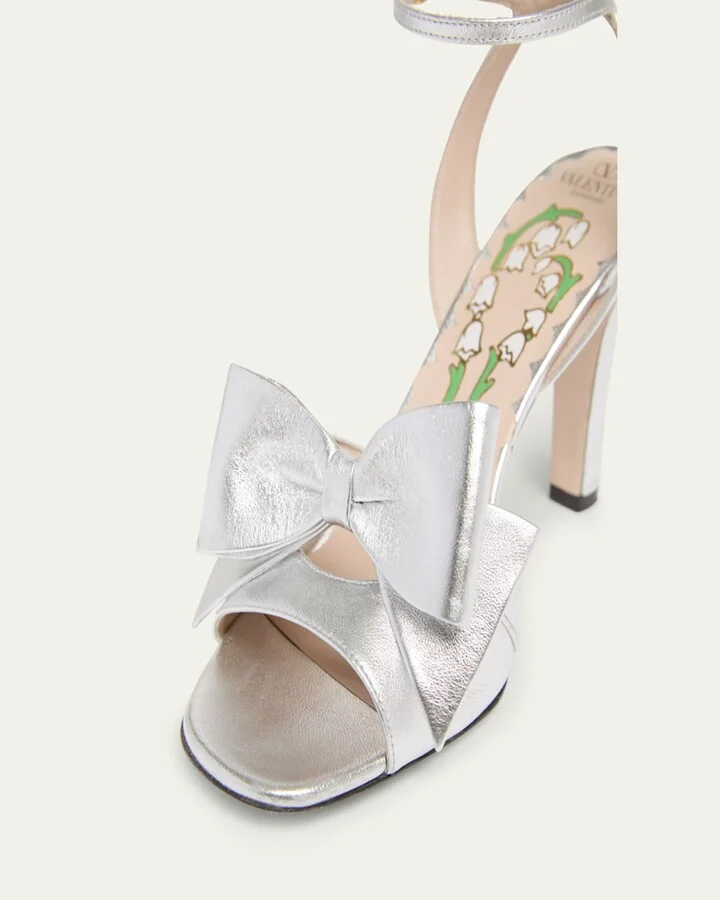 Bowow Metallic Bow Ankle-Strap Sandals - Image 4