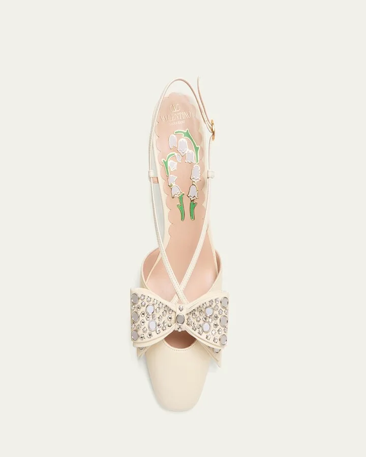 Bowow Studded Bow Slingback Pumps - Image 3
