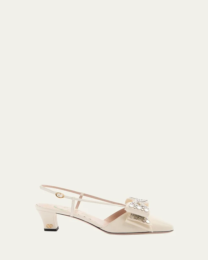 Bowow Studded Bow Slingback Pumps