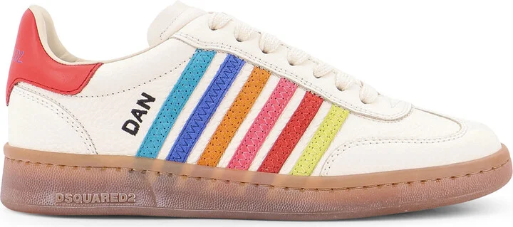 Boxer Dsquared2 Summer Lovers Leather Sneakers With Multicolor Stripes