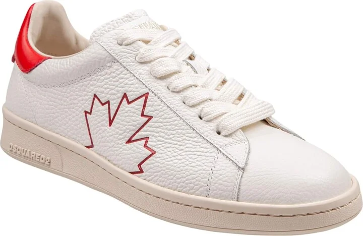 Boxer Sneakers In Leather White And Red Color - Image 2