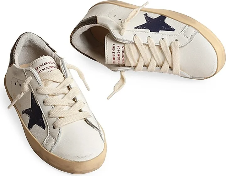 Boy's Super-Star Leather Low-Top Sneakers - White Navy Blue Black Tobacco - Size 4 (Baby) - Image 2