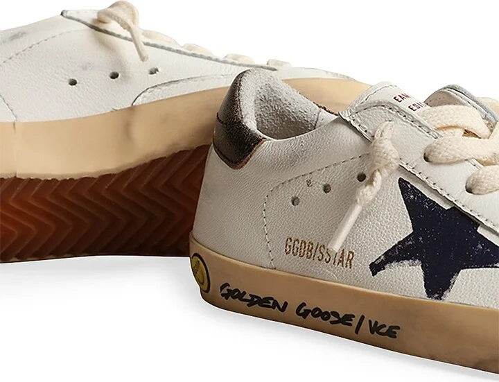 Boy's Super-Star Leather Low-Top Sneakers - White Navy Blue Black Tobacco - Size 4 (Baby) - Image 4