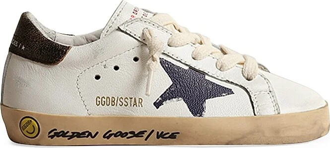 Boy's Super-Star Leather Low-Top Sneakers - White Navy Blue Black Tobacco - Size 4 (Baby)