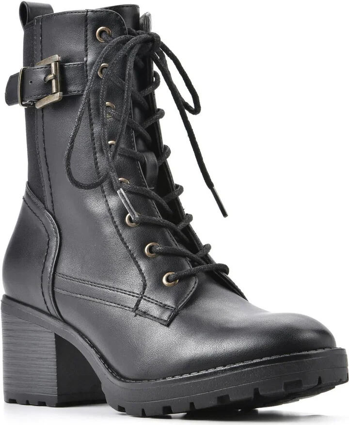 Bradley Womens Faux Leather Ankle Combat & Lace-up Boots