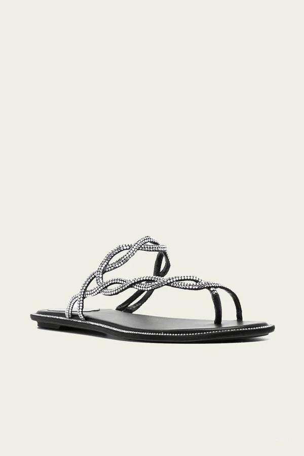 Braid Flat Sandal 10 in Black - Image 2