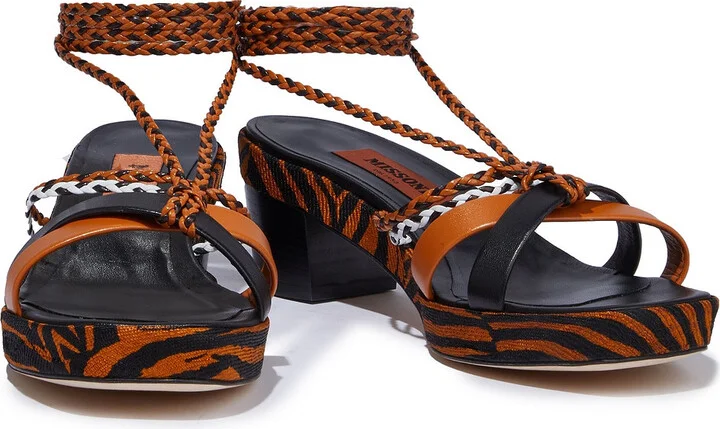 Braid-trimmed leather sandals - Image 2
