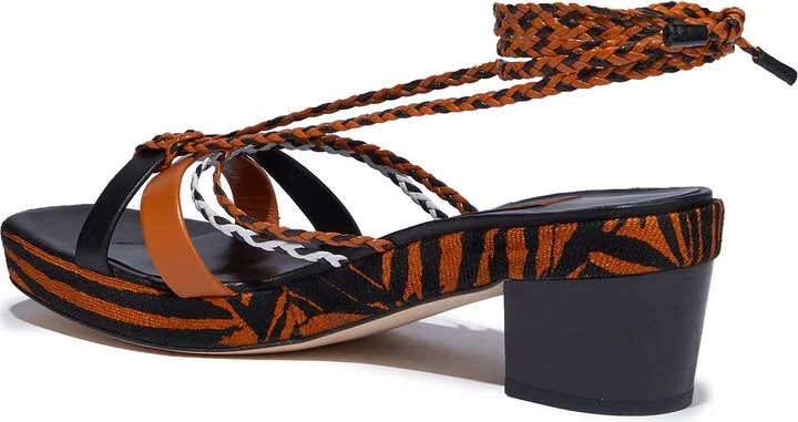 Braid-trimmed leather sandals - Image 3