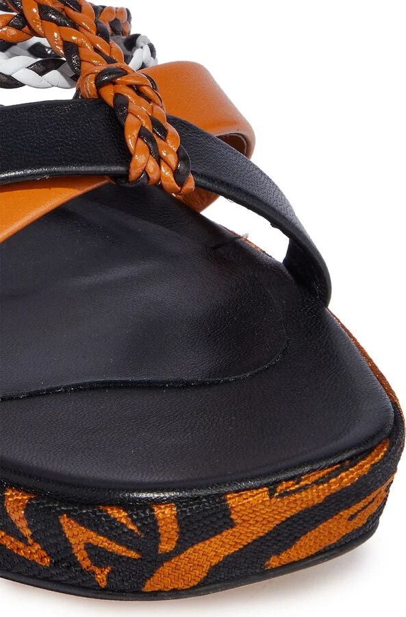 Braid-trimmed leather sandals - Image 4