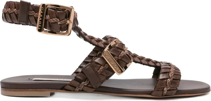 Braided Buckle Flat Sandals