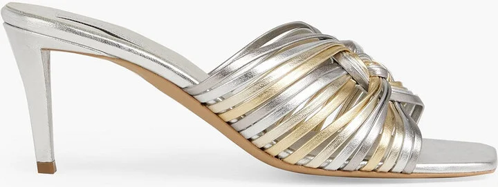 Braided color-block metallic sandals