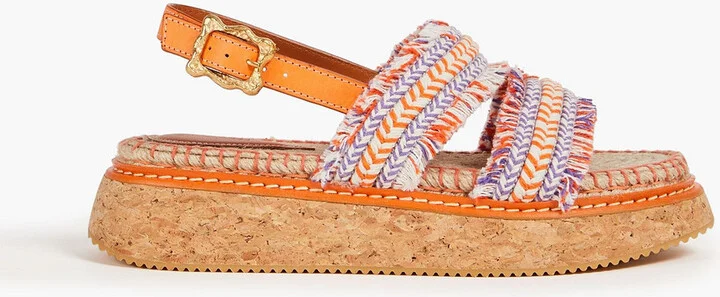 Braided cord slingback sandals