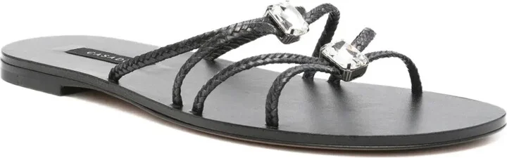 Braided Crystal-Embellished Flat Sandals - Image 2