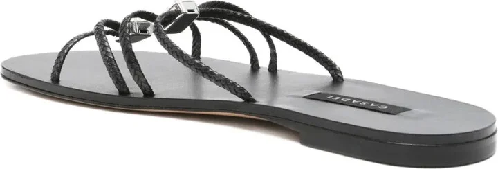 Braided Crystal-Embellished Flat Sandals - Image 3