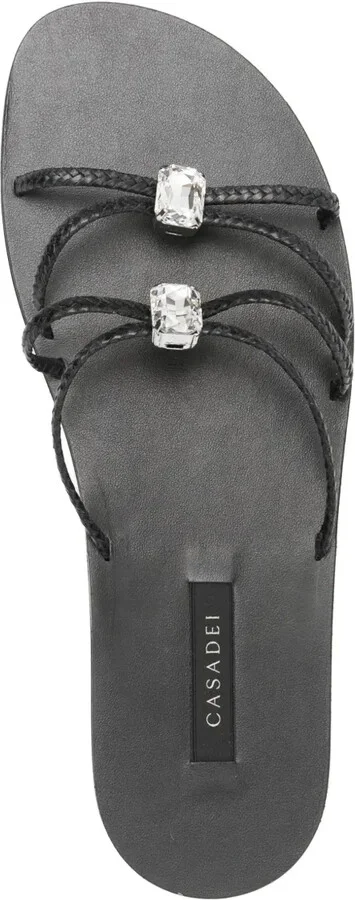 Braided Crystal-Embellished Flat Sandals - Image 4