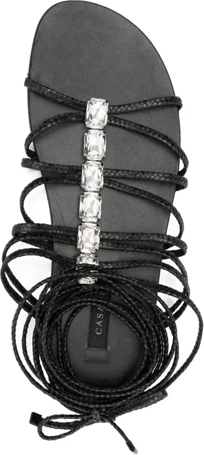 Braided Crystal-Embellished Flat Sandals - Image 4
