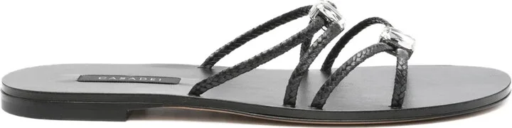 Braided Crystal-Embellished Flat Sandals