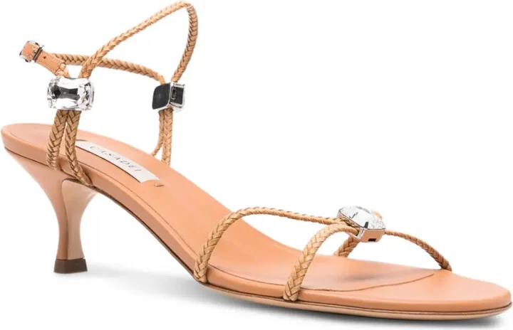 Braided Crystal-Embellished Heeled Sandals - Image 2